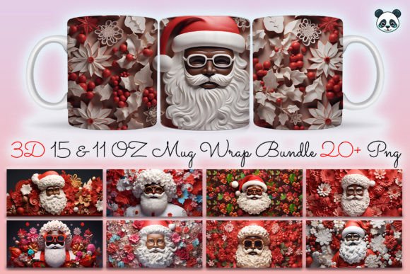 3D Christmas Black Santa Mug Wrap Bundle: A Creative Solution for Custom Sublimation Designs