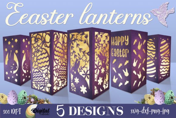 3D Easter Lanterns Paper Cut Bundle SVG