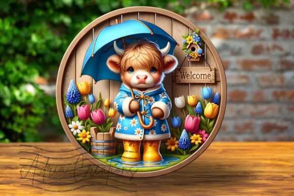 3D Highland Cow Welcome Sign Sublimation: A Modern Digital Design for Unique Creations
