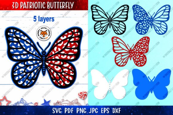 3D Leopard Butterfly SVG, USA Butterfly