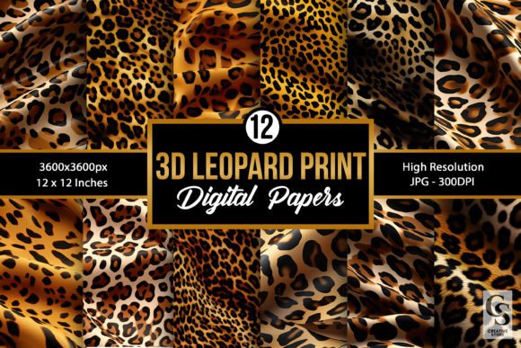 3D Leopard Pattern Digital Papers