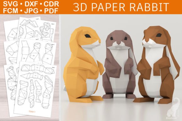 3D Papercraft Rabbit Paper Sculpture