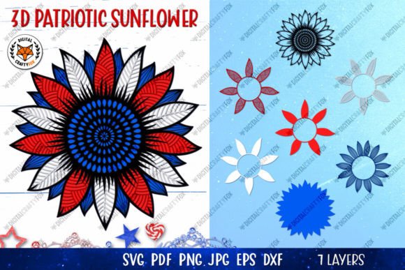 3D Patriotic Sunflower Mandala: A Creative Masterpiece for Paper Cutting and Sublimation