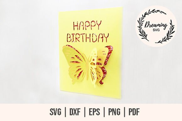 3D Pop Up Butterfly Birthday Card SVG