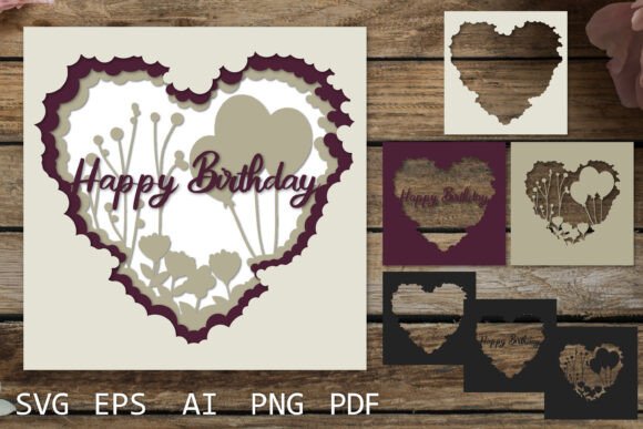 Birthday Layered Card, 3D SVG Card