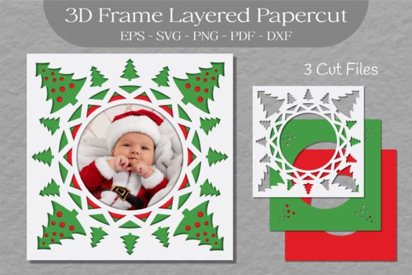 Christmas 3D Frame Layered Papercut SVG