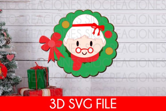 Christmas Garland Mrs. Claus 3D SVG: A Versatile and Practical Design for Holiday Decor