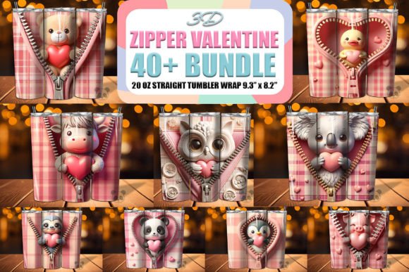Cute Zipper 3D Valentine Tumbler Bundle: A Creative and Practical Choice for Modern Designers