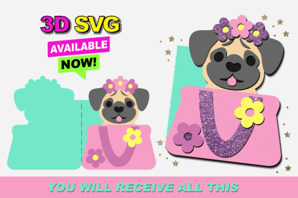 Discover the Versatility of Baby Pug Card 3D SVG for Creative Projects