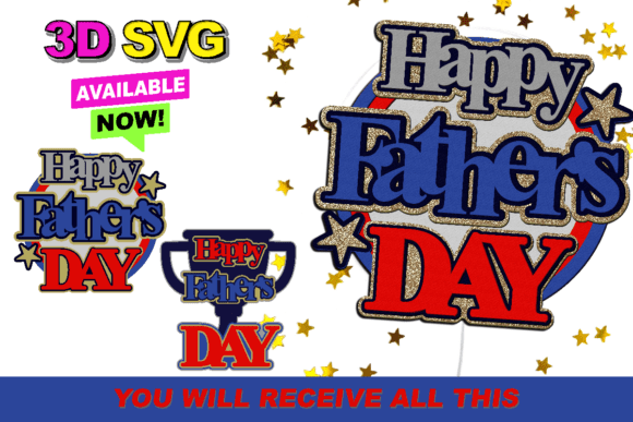 Fathers Day Cake Topper 3D SVG