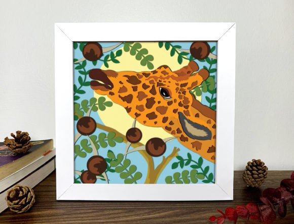 Giraffe 3D Shadow Box Svg
