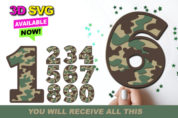 Military Army Texture Numbers 3D SVG: A Versatile Design Resource for Creatives