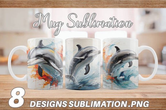 Mug Wrap 3D Dolphin Painting